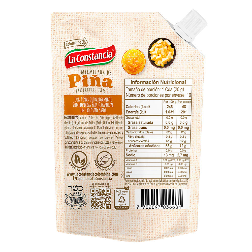 La Constancia mermelada De Piña 200gr-Pineapple jam