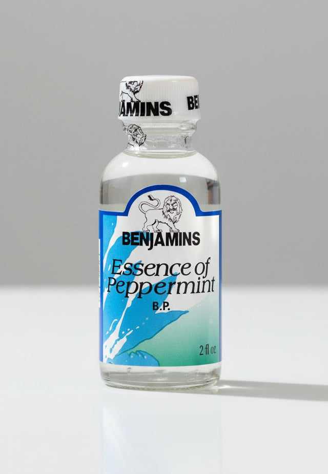 Benjamin's Essence of Peppermint bottle with label