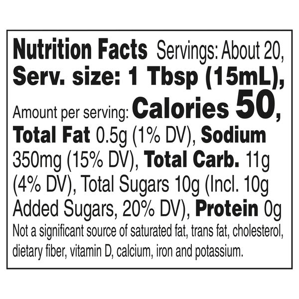 Nutrition facts label for a product with specific details.