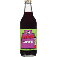 Bottle of Jamaican Grape soda with a colorful label on a white background