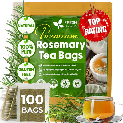 Premium Rosemary Leaves, Tea Bags, Powder, 100% Natural & Pure from Dried Rosemary Leaves, No Additives, No Caffeine, Vegan. Dried Rosemary Herb, Perfect for Seasoning, Spice Blends for Grilling & Cooking