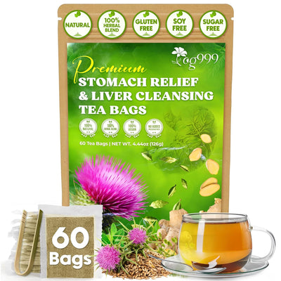 Premium Stomach & Liver Herbal Tea | Milk Thistle Seed, Ginger, Fennel, Peppermint & Licorice
