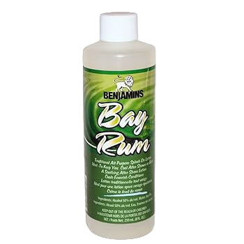 Benjamin's Bay Rum bottle on a white background