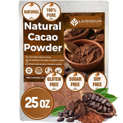 Cacao Powder, 25oz (1.56 lbs), 100% Natural & Pure, Unsweetened, Rich Chocolate Flavor, Perfect for Baking & Smoothies
