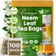 Neem Leaf Tea Bags, 100% Natural and Pure from Neem Leaves. Loose Leaf Neem Herbal Tea. Neem Leaf Tea. No Sugar, No Caffeine, No Gluten, Vegan.