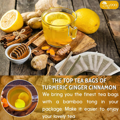 FreshDrinkUS Anti-Inflammatory Superfood Duo, Turmeric Ginger Cinnamon & Moringa Leaf Herbal Tea Bags, 100% Natural & Pure Roots and Leaves, Eco-Conscious Tea Bags, No Sugar, No Caffeine, No Gluten, Vegan – Herbal Beverage