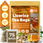 Premium Licorice Root Tea Bags, 100% Natural, Pure Licorice Root, Eco-Conscious Tea Bags, Licorice Root Herbal Tea, Licorice Root Tea. No Sugar, No Caffeine, No Gluten, Vegan