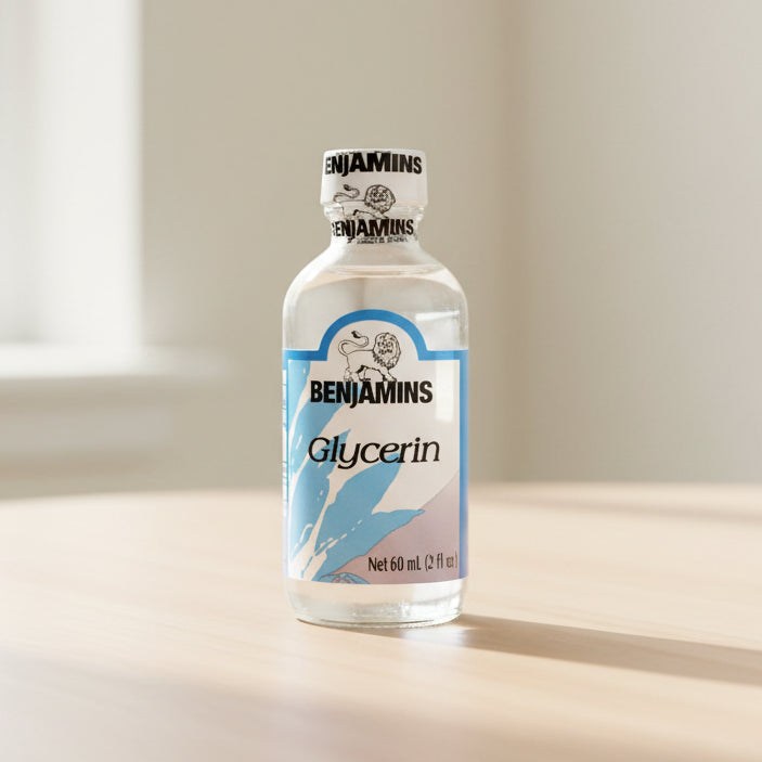 Bottle of Benjamins Glycerin on a white background