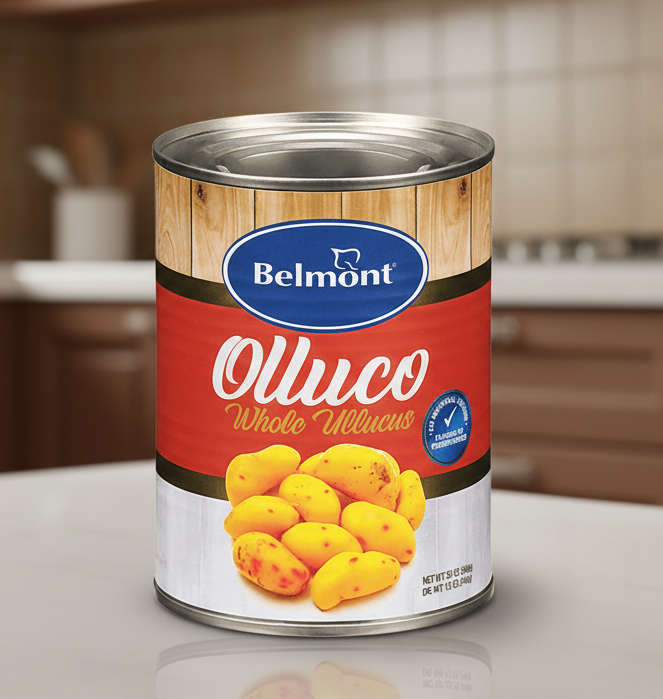 Can of Belmont Olluco Whole Ullucus on a white background