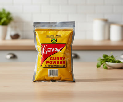Packaged curry powder with Betapac branding on a white background