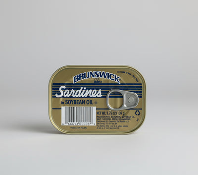 A can of Brunswick sardines in soybean oil, 3.75oz