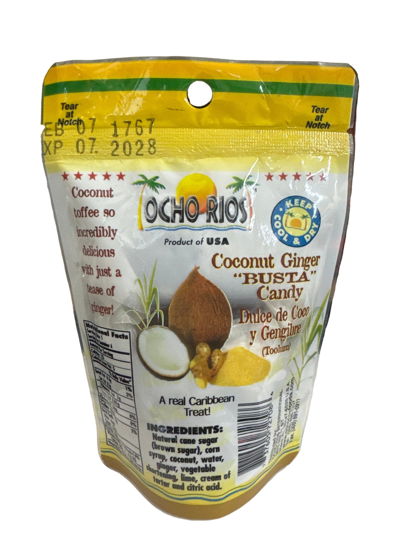 Ocho Rios Busta Candy Coconut Ginger 2oz/3pk