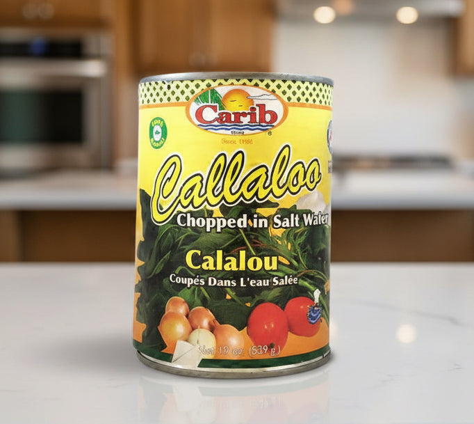 Can of Carib Callaloo on a white background