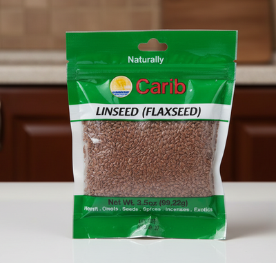 Package of Carib Linseed (Flaxseed) with visible brand logo on a white background