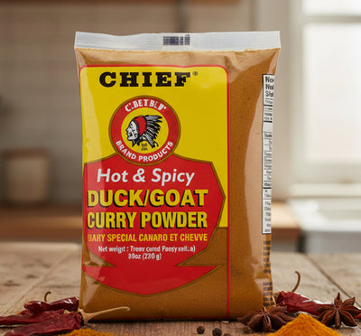 Chief Hot & Spicy Duck Goat Curry Powder packaging on a white background