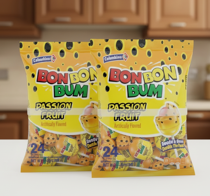 Colombina Passion Fruit Bubblegum Lollipops 24ct