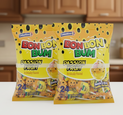 Colombina Passion Fruit Bubblegum Lollipops 24ct