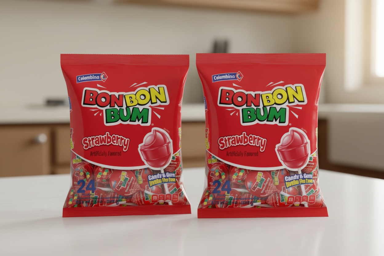 Colombina Strawberry Bubblegum Lollipops 24ct