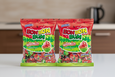 Colombina Watermelon Bubblegum Lollipops 24ct