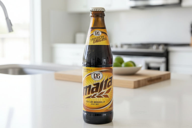 Malta beer bottle on a white background