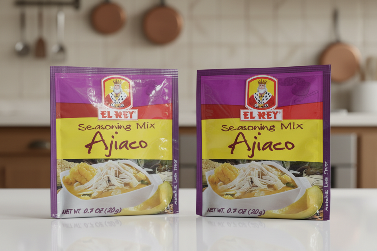 El Rey Ajiaco seasoning mix packet on a white background