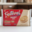 Packaging of Festival Coconut Coco cookies with a red background and cookie image.