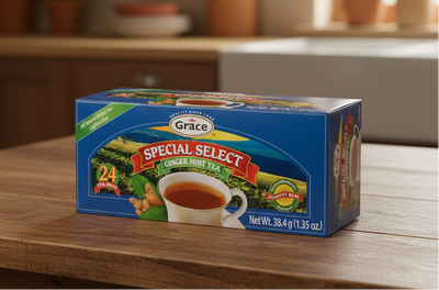 Box of Grace Special Select Ginger Mint Tea on a white background