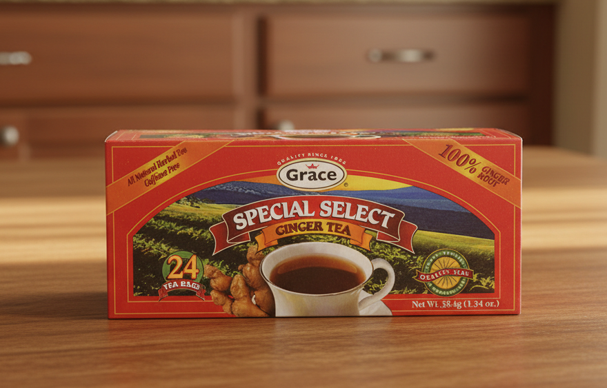 Box of Grace Special Select Ginger Tea on a white background