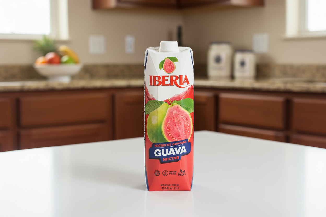 Iberia Guava Nectar packaging on a white background