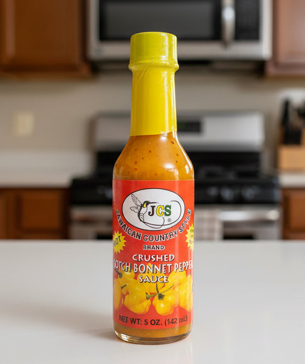 JCS CRUSHED SCOTCH BONNET SAUCE 5 OZ