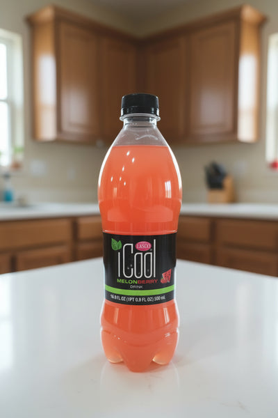 Fruit punch drinks in bottles on a shelf