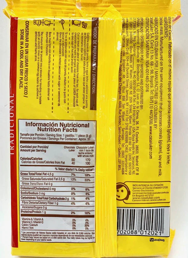 Luker Chocolate tradicional 250gr