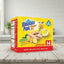 Box of Mountain Peak Ginger Tea with ginger root and tea cup on a yellow background