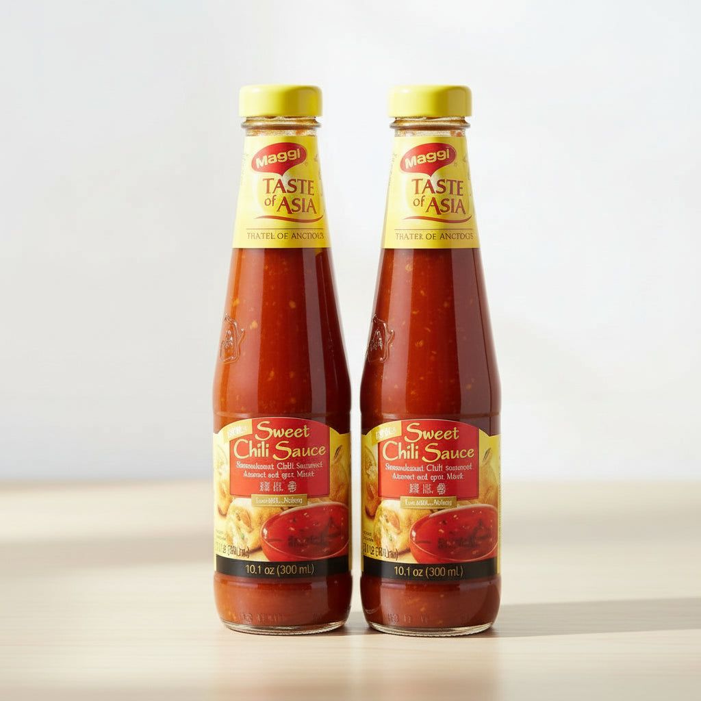 Bottle of Heinz Sweet Chili Sauce on a light background