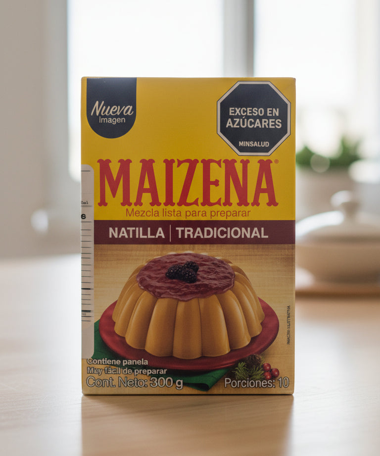 Maizena natilla tradicional packaging on a dark background