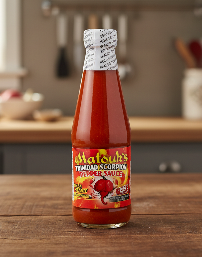 Matouk's Pepper Sauce, Salsa Picante, Fiery Hot, Trinidad Scorpion 10 oz