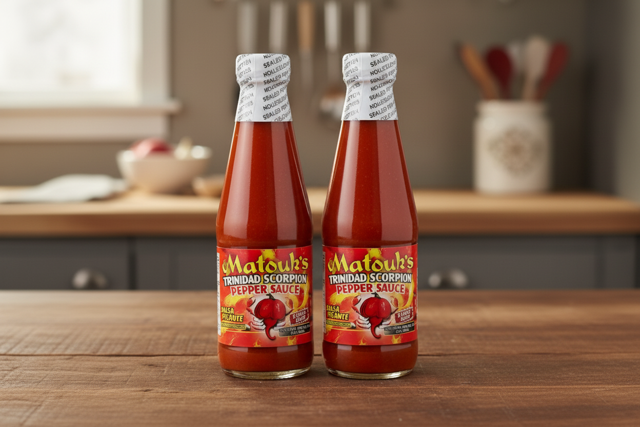 Matouk's Pepper Sauce, Salsa Picante, Fiery Hot, Trinidad Scorpion 10 oz