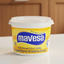 Container of Mavesa vegetable oil spread with a yellow label and clear lid.
