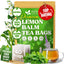 Premium Lemon Balm Leaf Tea Bags, 100% Natural & Pure from Lemon Balm Leaves. Loose Leaf Lemon Balm Herbal Tea. Lemon Balm Leaf Tea. No Sugar, No Caffeine, No Gluten, Vegan.
