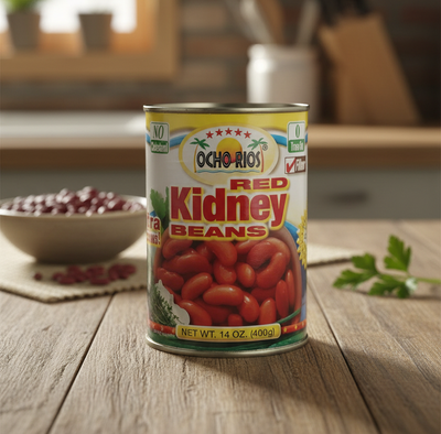 Can of Ocho Rios Red Kidney Beans on a white background