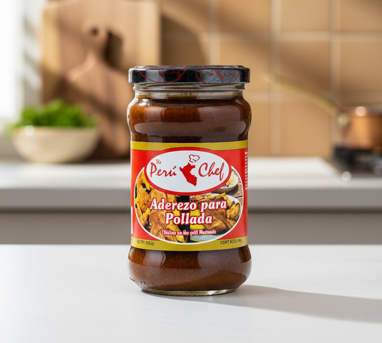 Jar of Peri Chef Aderezo para Pollada on a white background