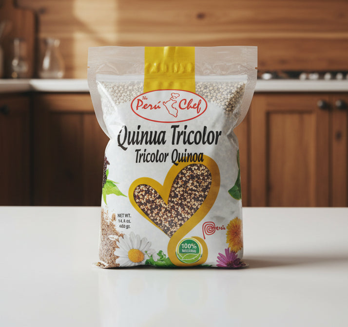 Package of Peró Chef Tricolor Quinoa on a white background