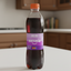 Grape soda bottle with orange cap and purple label on a white background