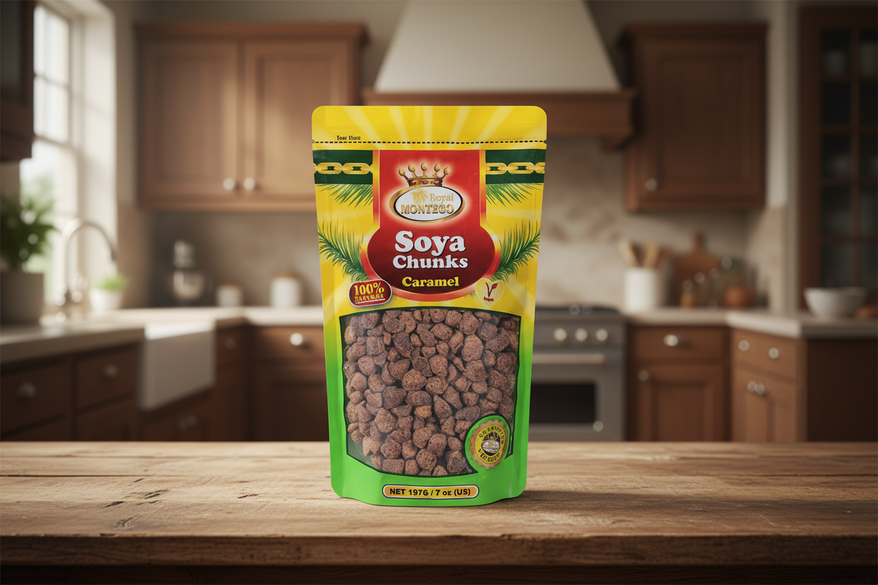 Royal Montego Soya Chunks, Caramel 7 oz