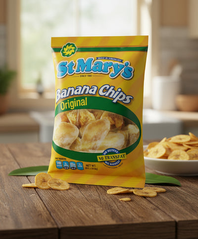 A package of St Mary's original crunchy banana chips.