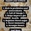 Text overlay on a background of white noodles listing health benefits.