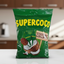 Green packaging of SuperCoco coconut lollipops with a clear window