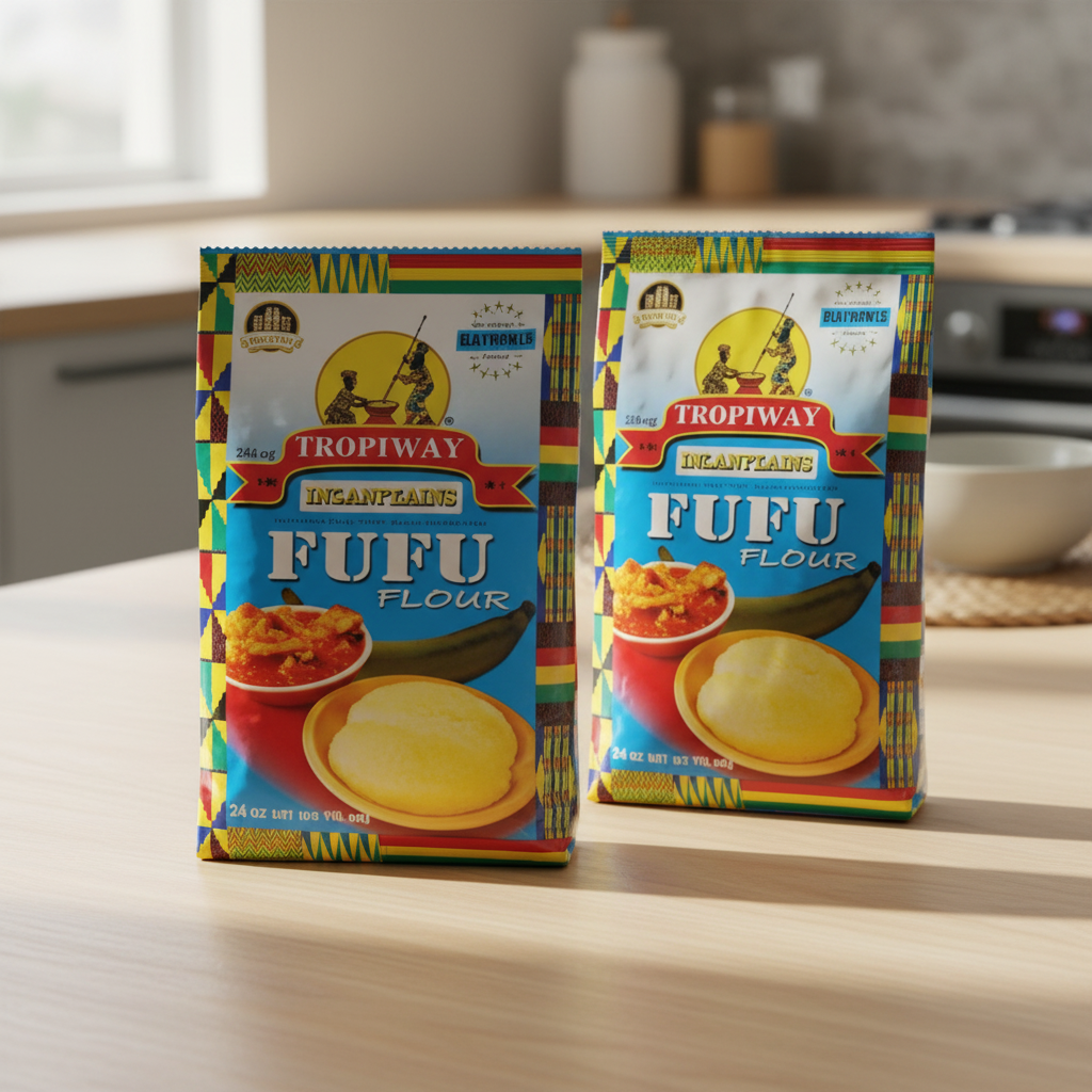 Tropiway Fufu packaging on a white background