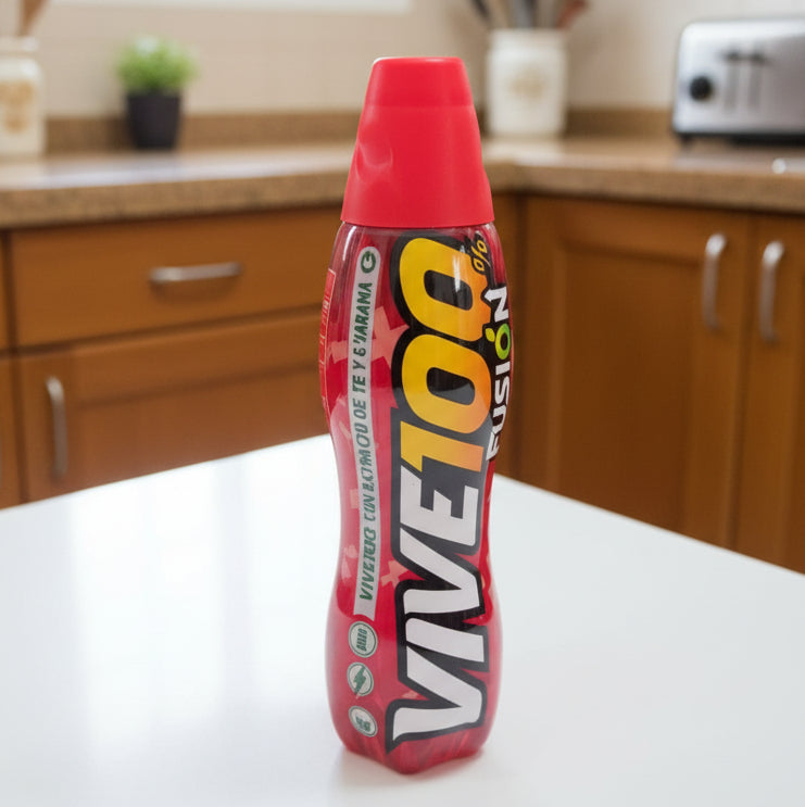 Vive 100 Fusion bottle on a desk with office supplies in the background