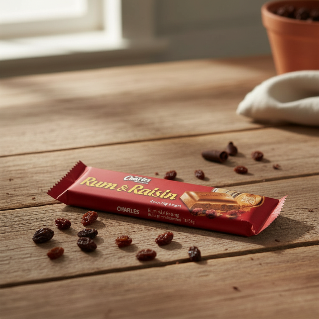 Charles Rum & Raisin Chocolate Bar 12/43gr